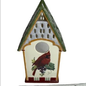 Lenox Winter Greetings Cardinal Birdhouse Votive signed Catherine McClung